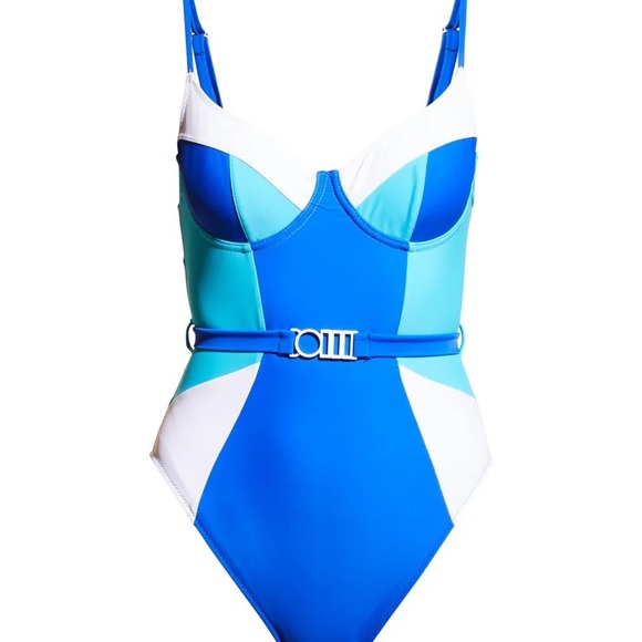 Anthropologie The Spencer Colorblock Belted One-Piece Swimsuit - Picture 4 of 8